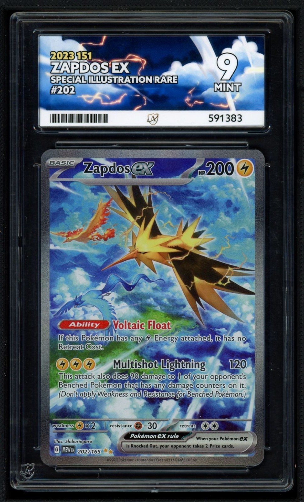 Zapdos EX SIR 151 202/198, ACE 9 Graded Pokemon Card – Photo 1