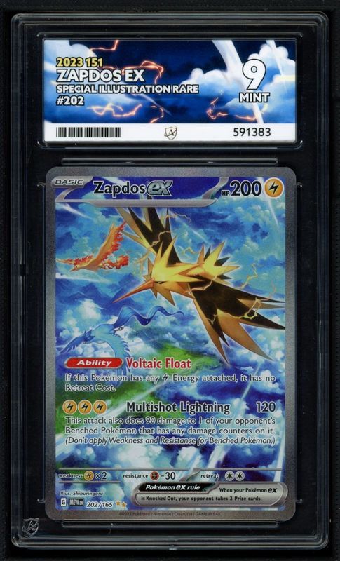 Zapdos EX SIR 151 202/198, ACE 9 Graded Pokemon Card