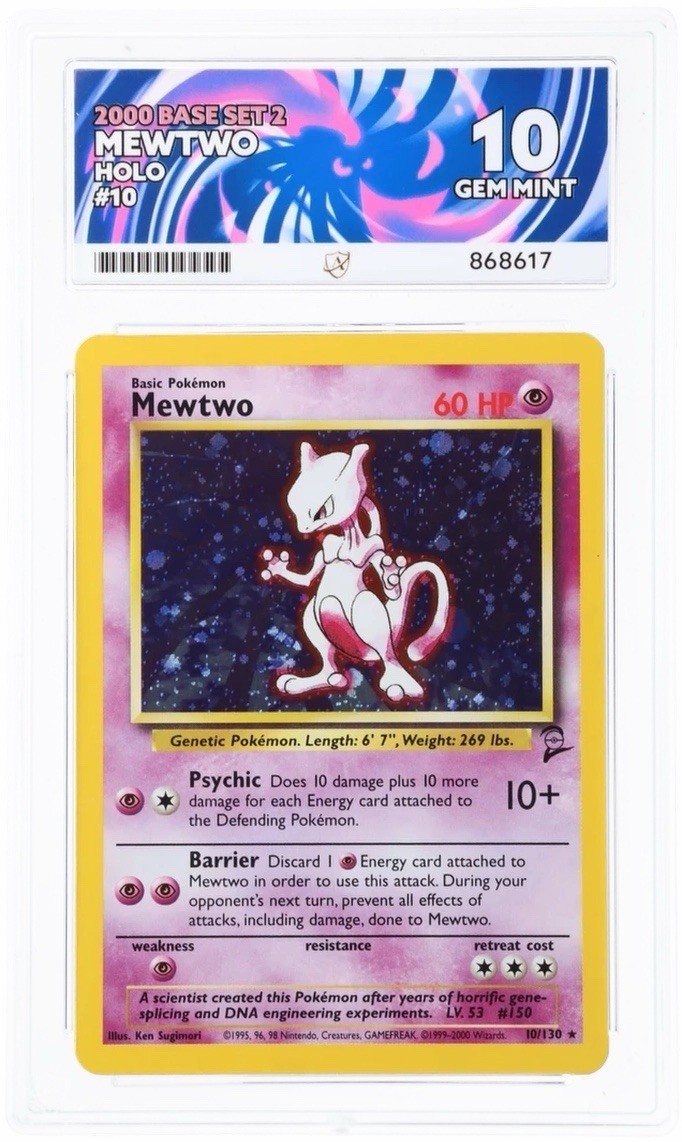 Mewtwo 010/130 Base Set 2 Holo ACE 10 POP 1 2% GEM – Photo 1