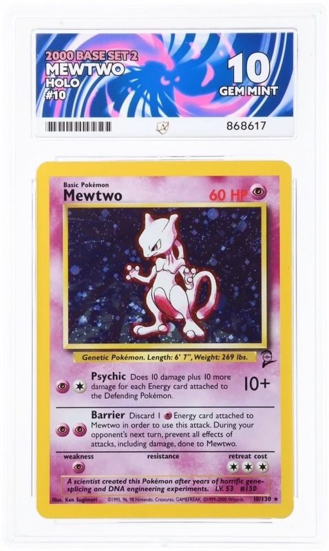 Mewtwo 010/130 Base Set 2 Holo ACE 10 POP 1 2% GEM