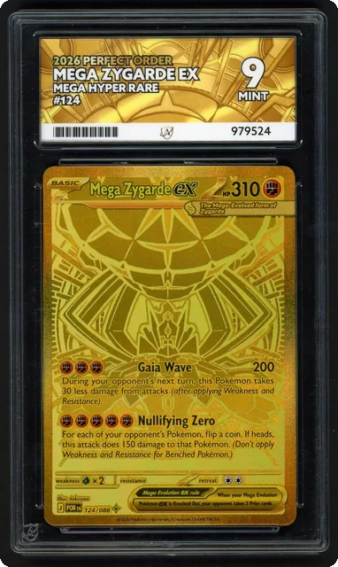 Mega Zygarde EX Hyper Rare Perfect Order 124/088, ACE 9 Graded Pokemon Card